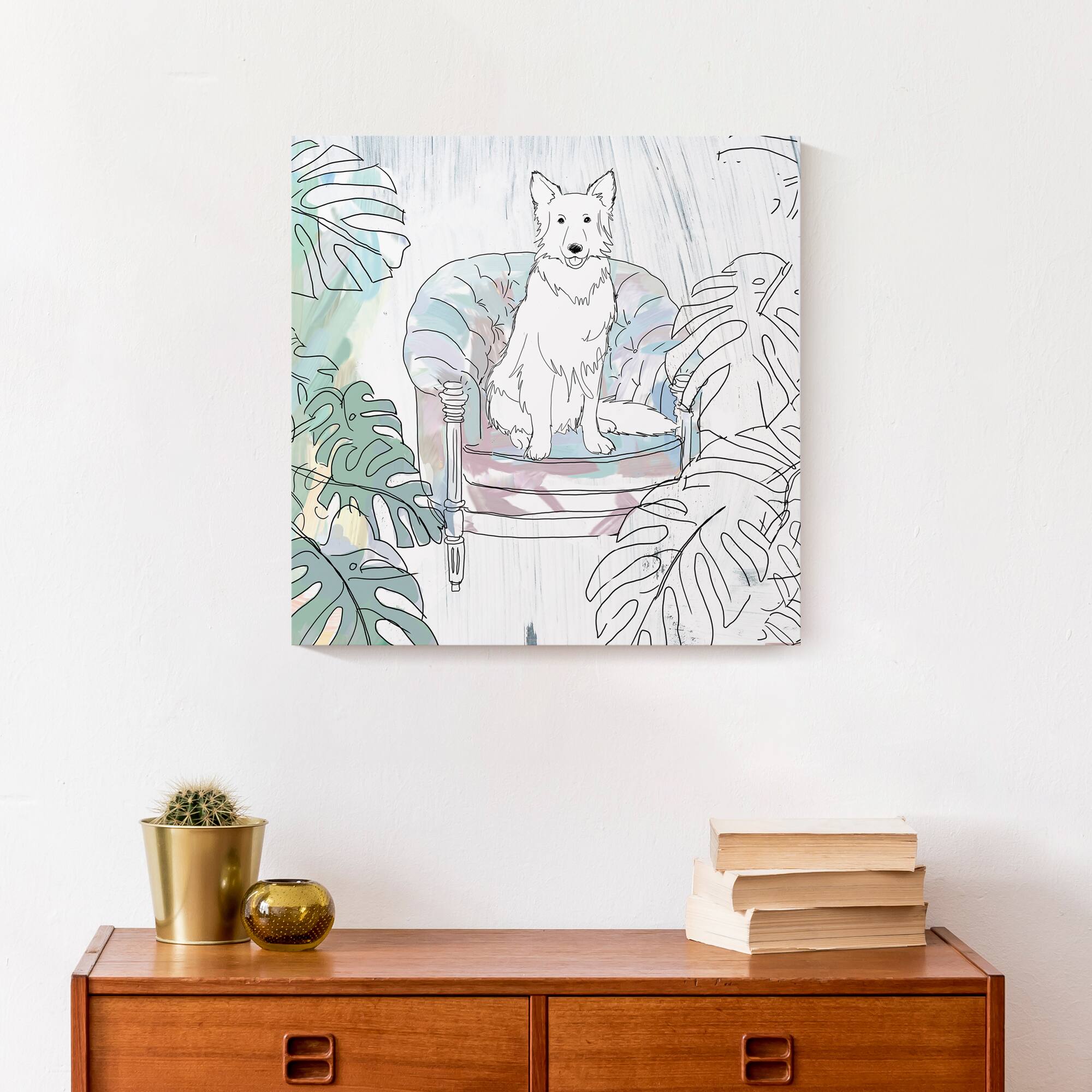 Sketch Shepherd On Chair 2 Canvas Wall Art